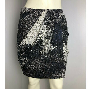 Halston Heritage Pleated Faux Wrap Mini Skirt Womens 2 Black Silk Wool